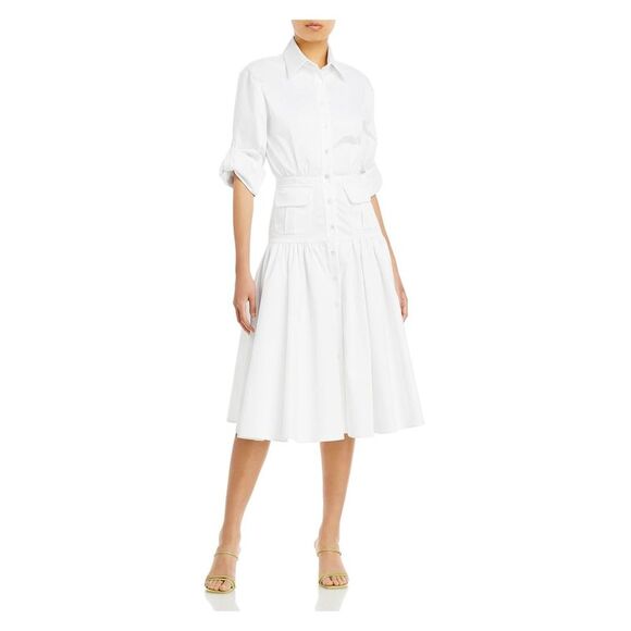 SERGIO HUDSON Womens Pocketed Long Sleeve Collared Short Party Sheath Dress